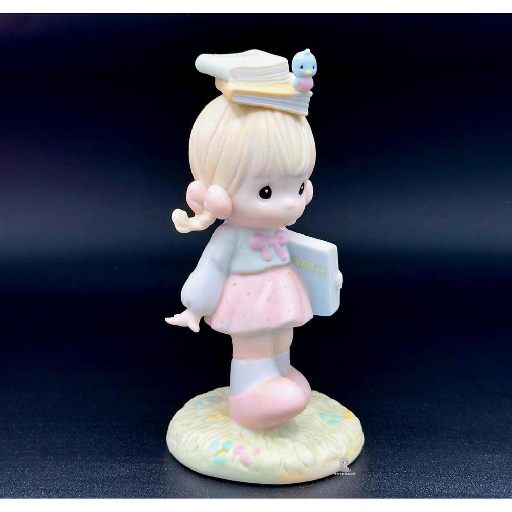 Precious Moments Porcelain Figurine Girl with Books Collectible Display Piece